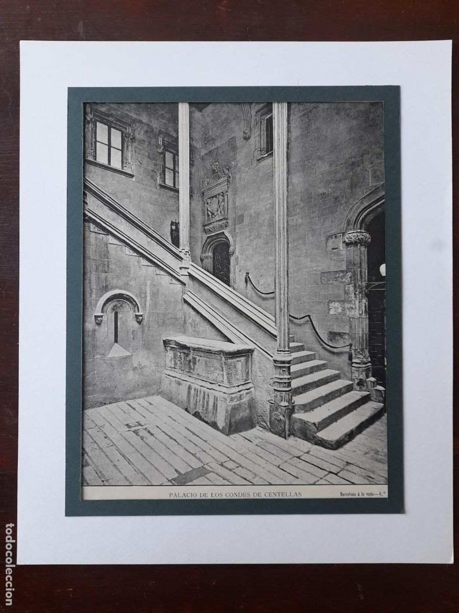 Fotograf&iacute;a antigua: Fotograf&iacute;a Palau Centelles de Barcelona baixada de Sant Miquel en ciutat vella a finals del XIX
