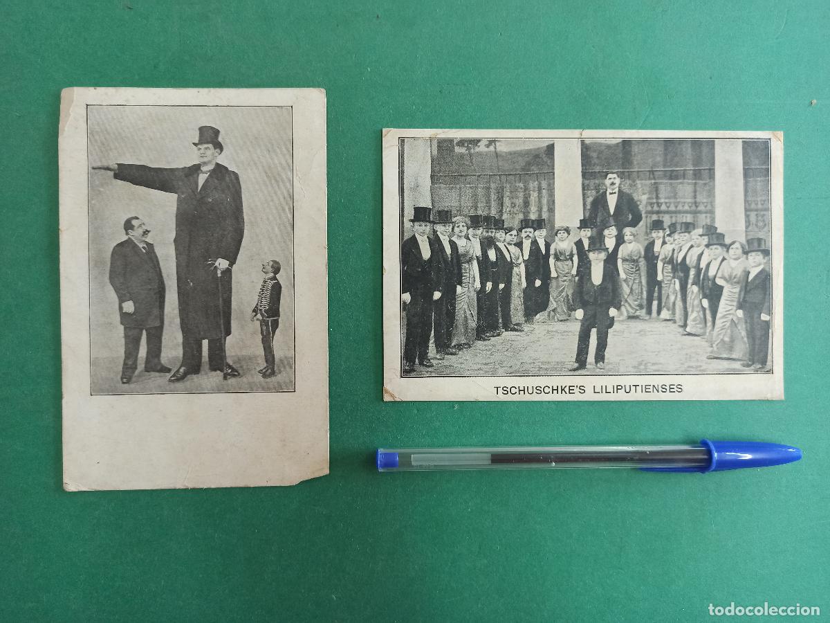 Fotograf&iacute;a antigua: 2 Antiguas fotos Personajes de circo. Liliput. Gigantes, enanos...