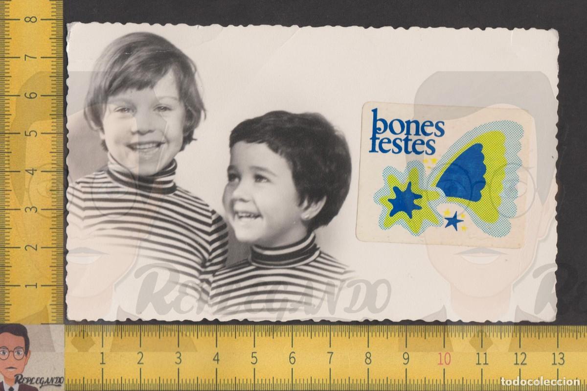 Fotografia antiga: NI&Ntilde;O Y NI&Ntilde;A SONRIENDO - BONES FESTES NAVIDAD - FOTO ANTIGUA ESTUDIO A&Ntilde;O 1977 - INFANCIA CATALUNYA