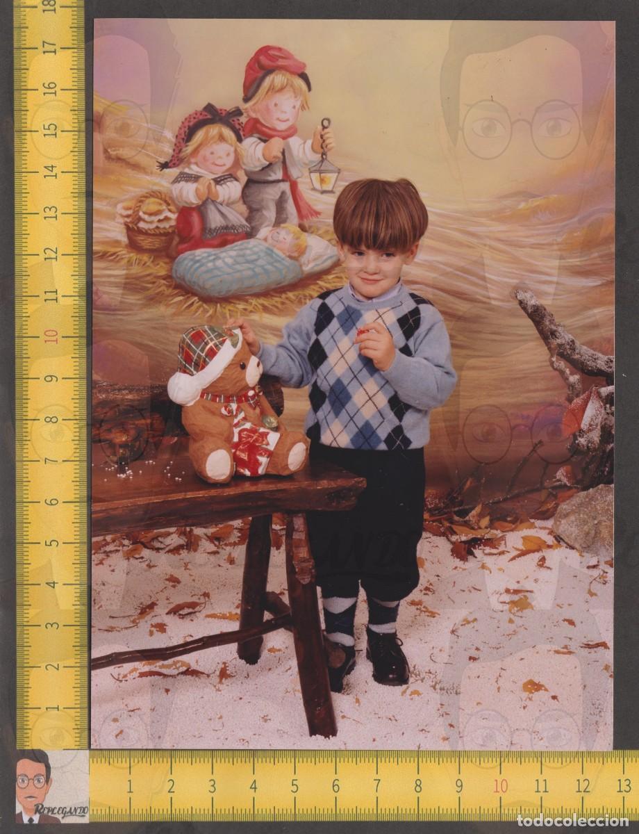 Fotografia antica: NI&Ntilde;O SONRIENDO CON OSO PAPEL MACH&Eacute; - CATALUNYA BARRETINA - FOTO VINTAGE ESTUDIO A&Ntilde;O 1998