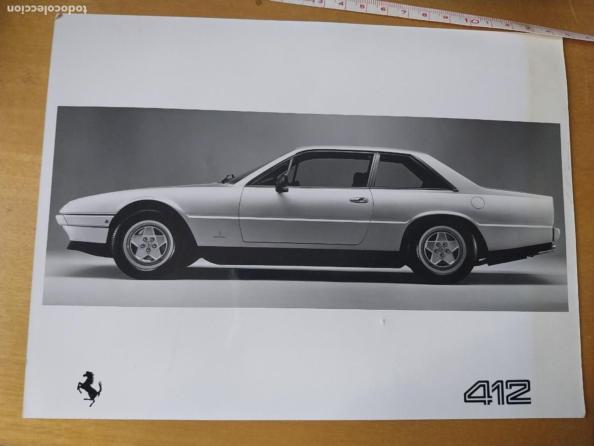 Fotograf&iacute;a antigua: FERRARI 412 &ne; FOTO PRESS A&Ntilde;OS 80 ORIGINAL 24X17,7cm FOTOGRAFIA AUTOS COCHES MANCHADO LATERAL