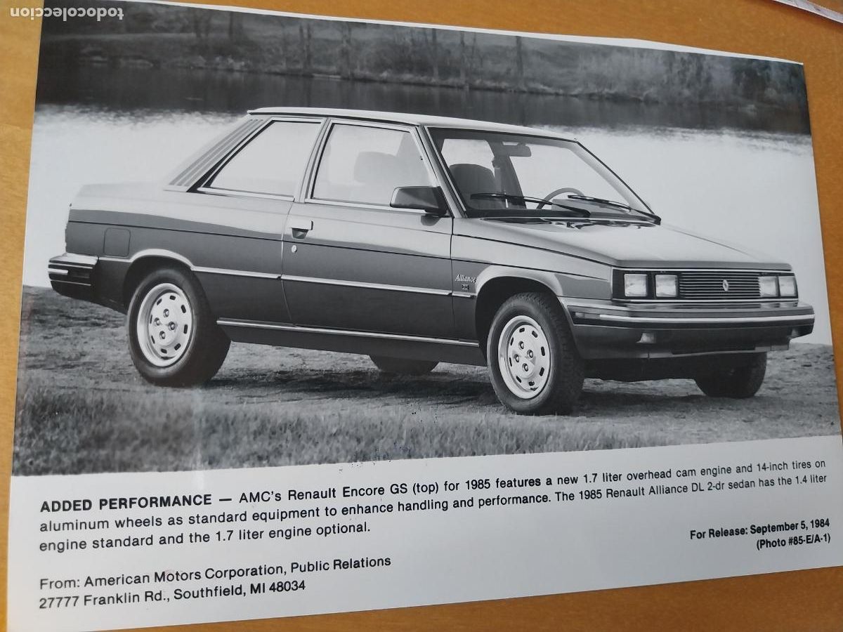 Fotograf&iacute;a antigua: RENAULT ENCORE GS &ne; FOTO PRESS 1985 ORIGINAL 20X12,2cm FOTOGRAFIA AUTOS COCHES MANCHADO LATERAL
