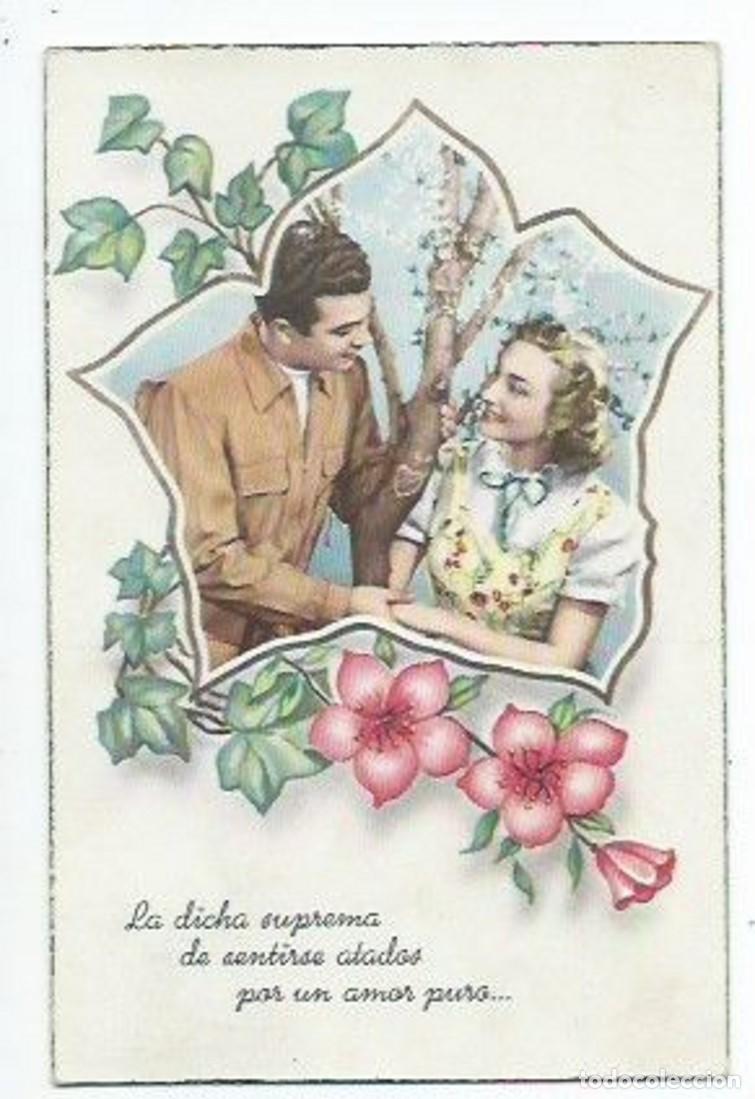 Fotograf&iacute;a antigua: &rdquo; PAREJA DE ENAMORADOS, LA DICHA SUPREMA DE SENTIRSE ATADOS POR UN AMOR PURO &rdquo;.-ILUSTRACION DE EPOCA