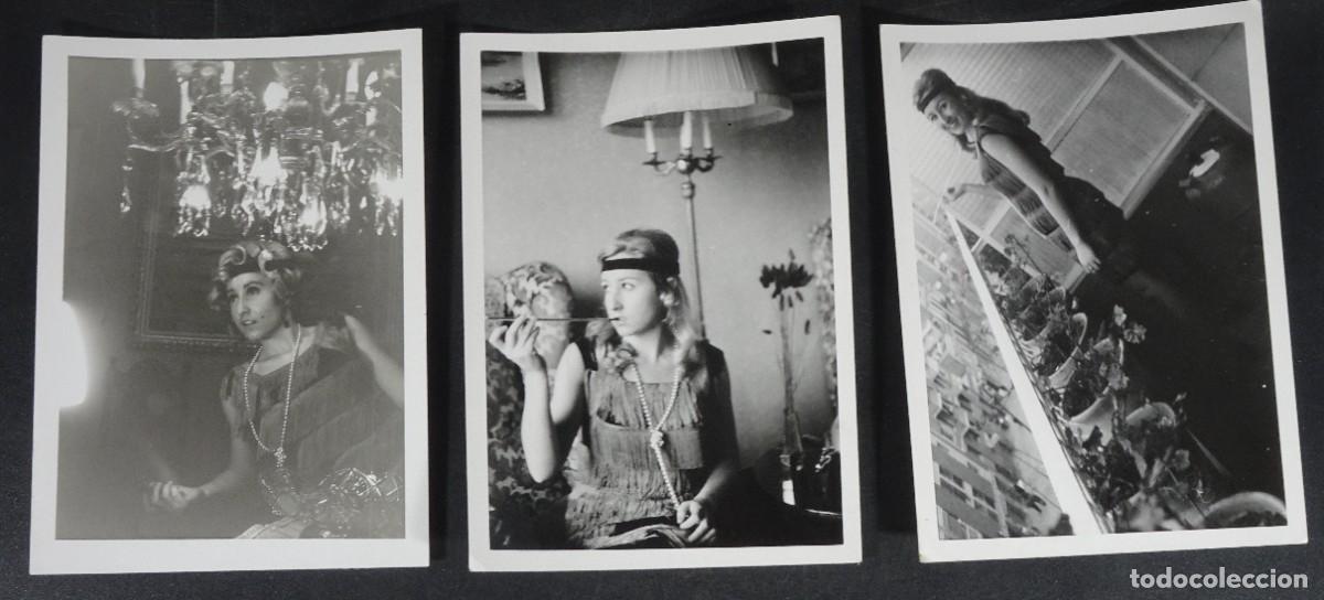 Alte Fotografie: 3 ANTIGUAS FOTOGRAF&Iacute;AS, MUJER POSANDO, CARNAVAL, DISFRAZ, VER FOTOS