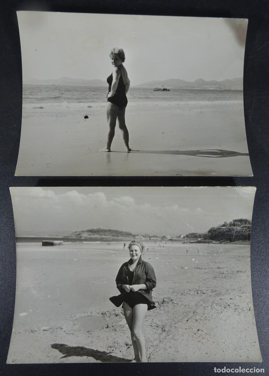 Fotografia antiga: 2 ANTIGUAS FOTOGRAF&Iacute;AS, MUJER POSANDO, TRAJE DE BA&Ntilde;O, PLAYA, VER FOTOS