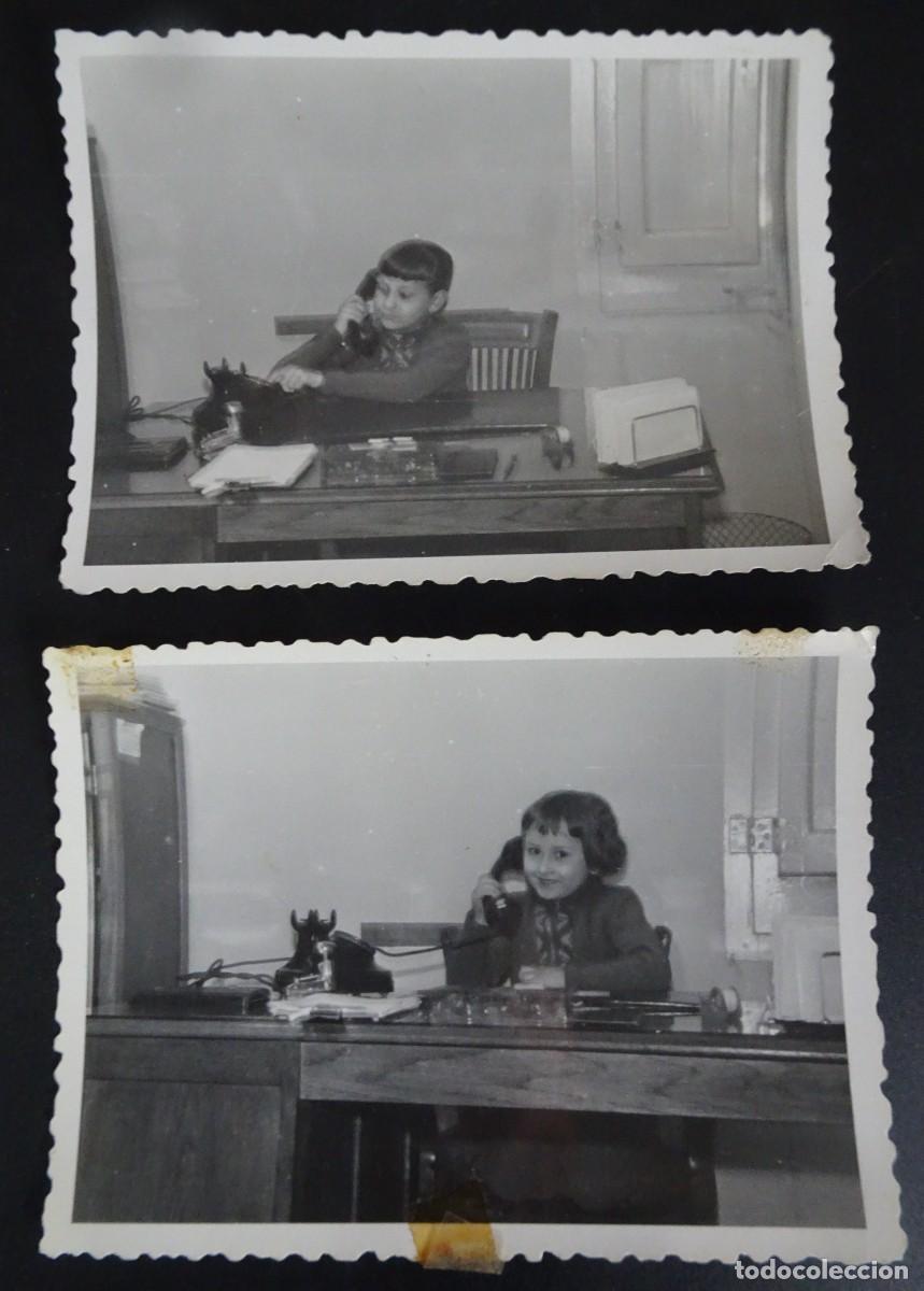 Fotograf&iacute;a antigua: 2 ANTIGUAS FOTOGRAF&Iacute;AS NI&Ntilde;OS ESCRITORIO, TEL&Eacute;FONO, , VER FOTOS