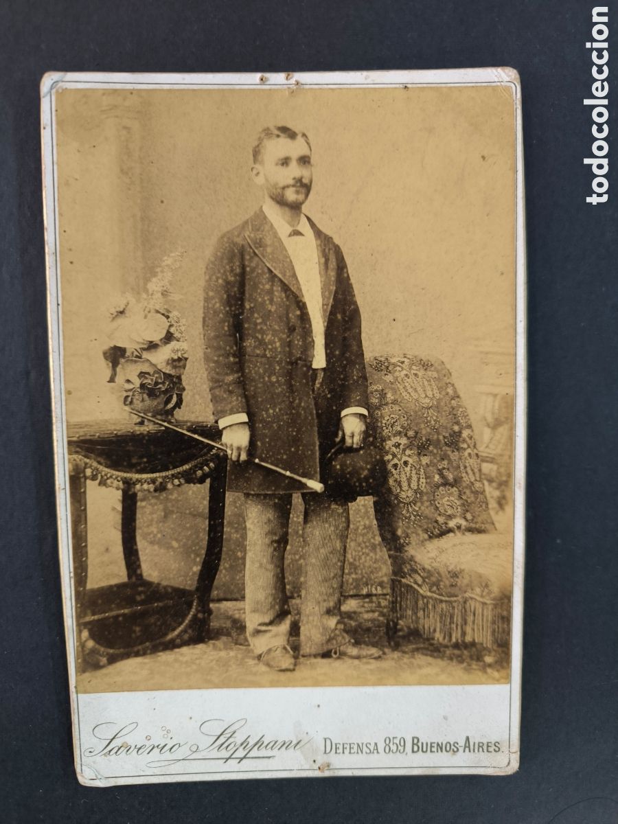 Fotograf&iacute;a antigua: Fotograf&iacute;a antigua tama&ntilde;o gabinete. Saveiro Stoppani. Buenos Aires, Argentina. Finales s. XIX.