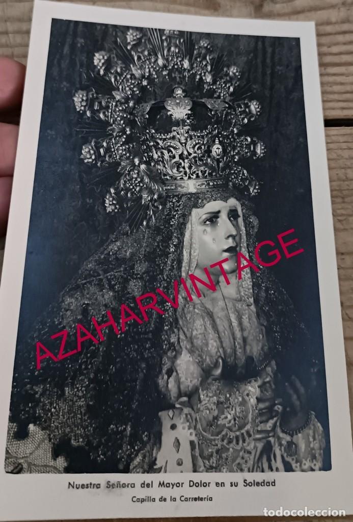 Alte Fotografie: SEMANA SANTA SEVILLA, ANTIGUA FOTOGRAFIA VIRGEN DEL MAYOR DOLOR, CARRETERIA,,90X140 MM