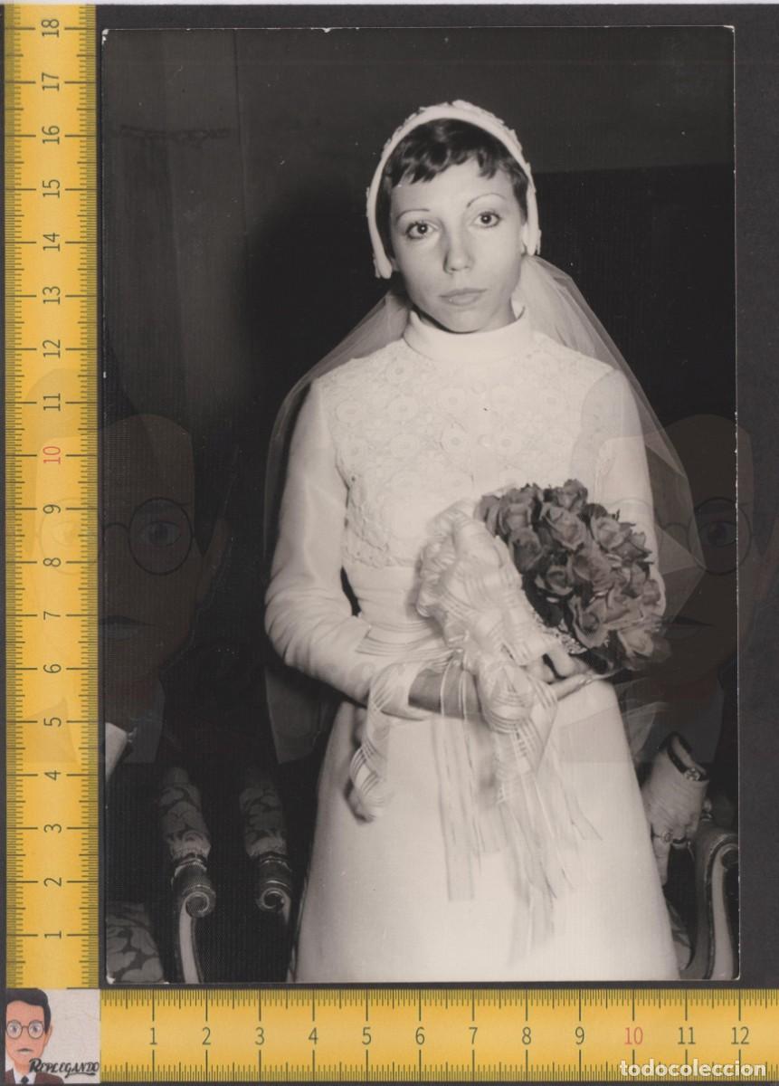 Fotografia antica: BELLA NOVIA EL D&Iacute;A DE SU BODA - GUAPA MUJER TRAJE BLANCO VELO RAMO - FOTO ANTIGUA A&Ntilde;OS 60/70 - MODA