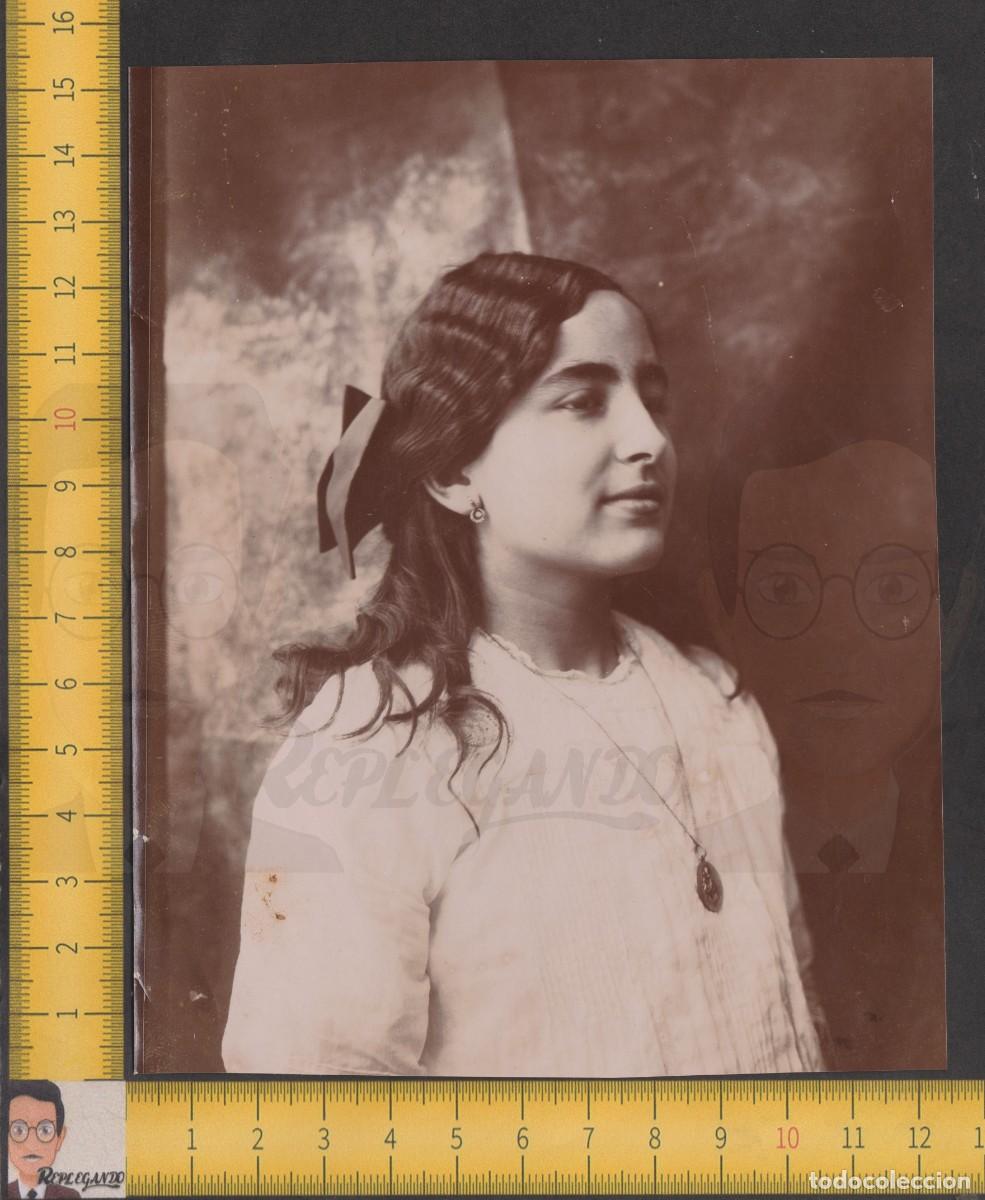 Fotografia antica: RETRATO BELLA CHICA JOVEN PELO ONDULADO Y COLGANTE - MUJER GUAPA - FOTO ANTIGUA ESTUDIO A&Ntilde;OS 30/40