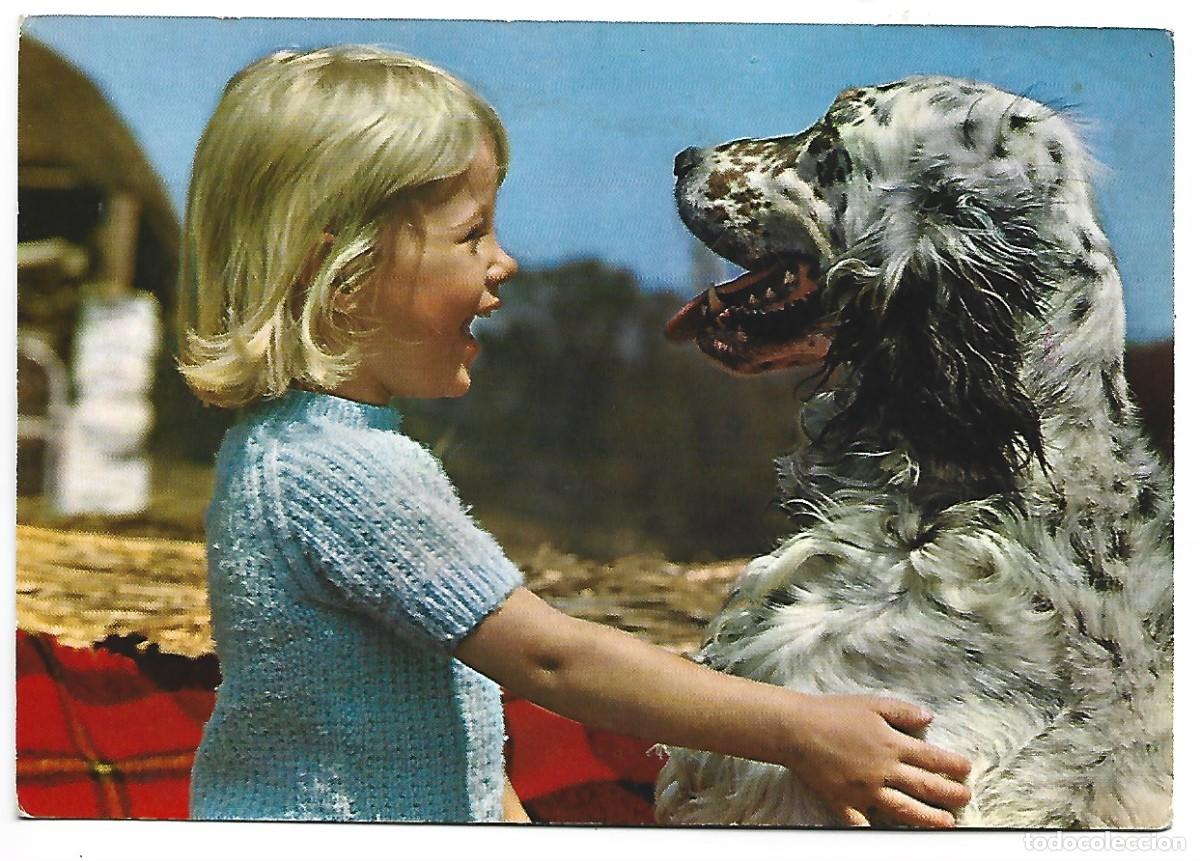 Fotograf&iacute;a antigua: NI&Ntilde;A Y PERRO.- ILUSTRACION