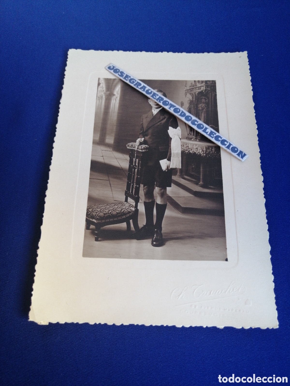 Fotografia antiga: NI&Ntilde;O MODELO TRAJE DE COMUNI&Oacute;N FOTOGRAF&Iacute;A ANTIGUA SIGLO PASADO CON SELLO FOTOGR&Aacute;FICO