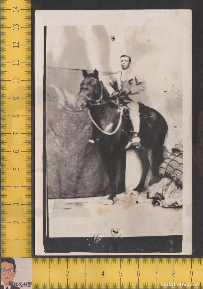 Fotografia antica: ELEGANTE JINETE MONTADO A CABALLO - HOMBRE Y YEGUA - FOTO ANTIGUA A&Ntilde;OS 20 - ESPA&Ntilde;A RURAL CAMPO