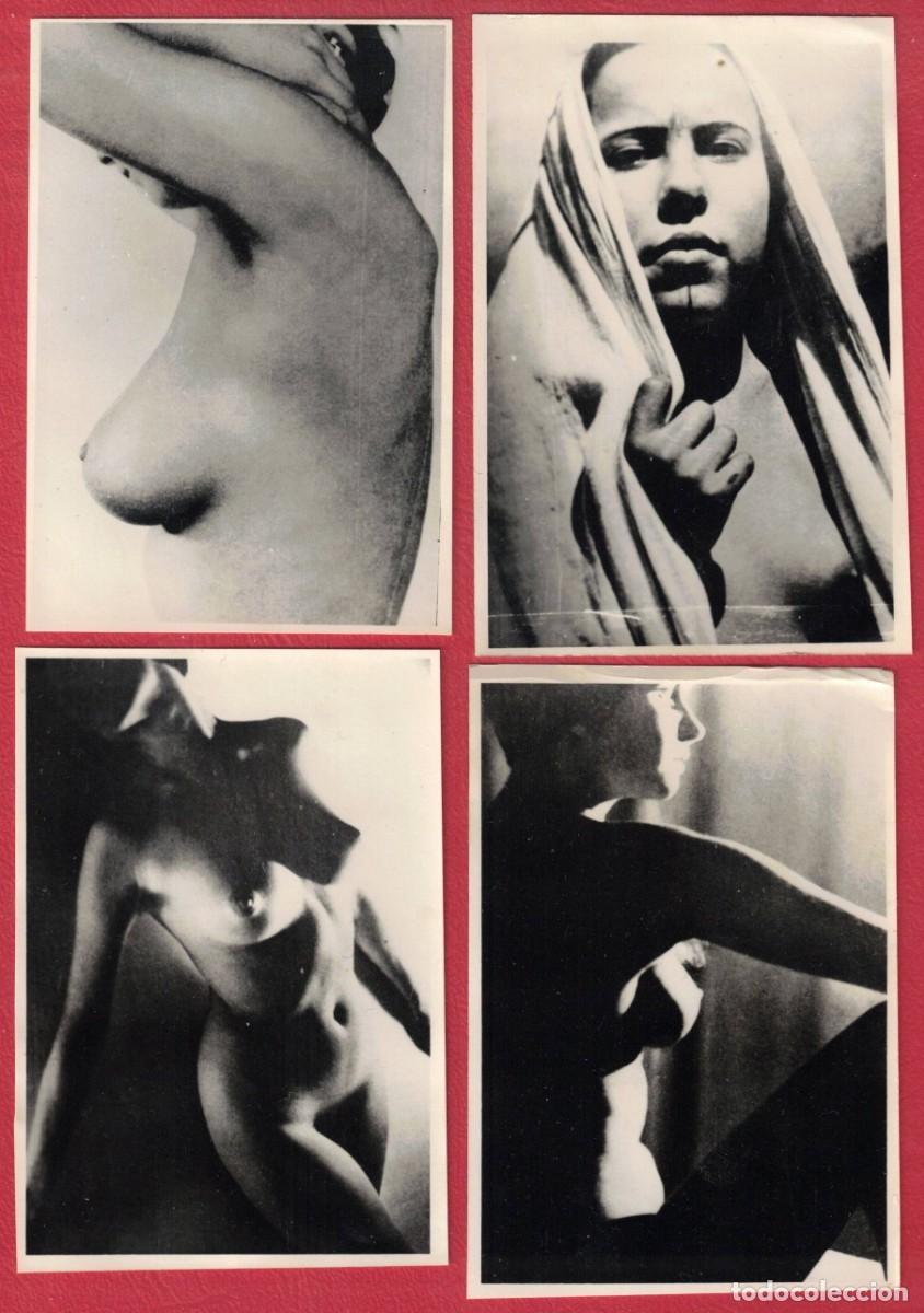 Fotograf&iacute;a antigua: Lote de 4 fotografias originales VINTAGE - Tema de desnudo artistico femenino - A&ntilde;os 50 o 60