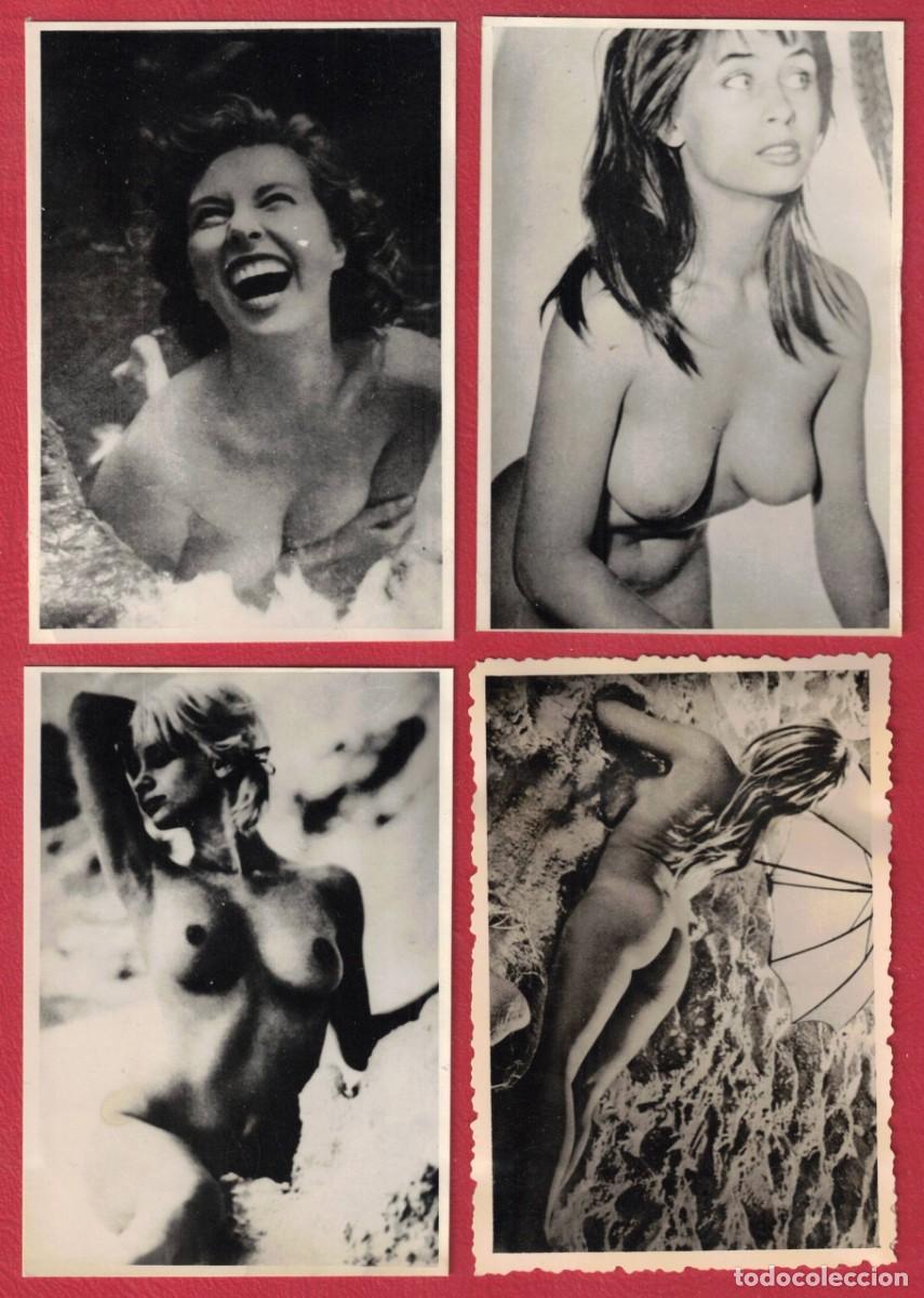 Fotograf&iacute;a antigua: Lote de 4 fotografias originales VINTAGE - Tema de desnudo artistico femenino - A&ntilde;os 50 o 60