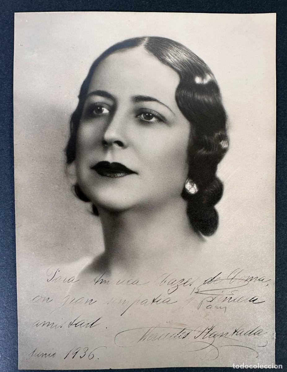 Fotograf&iacute;a antigua: Fotograf&iacute;a Mercedes Plantada, soprano catalana, firmada y dedicada por ella 1936