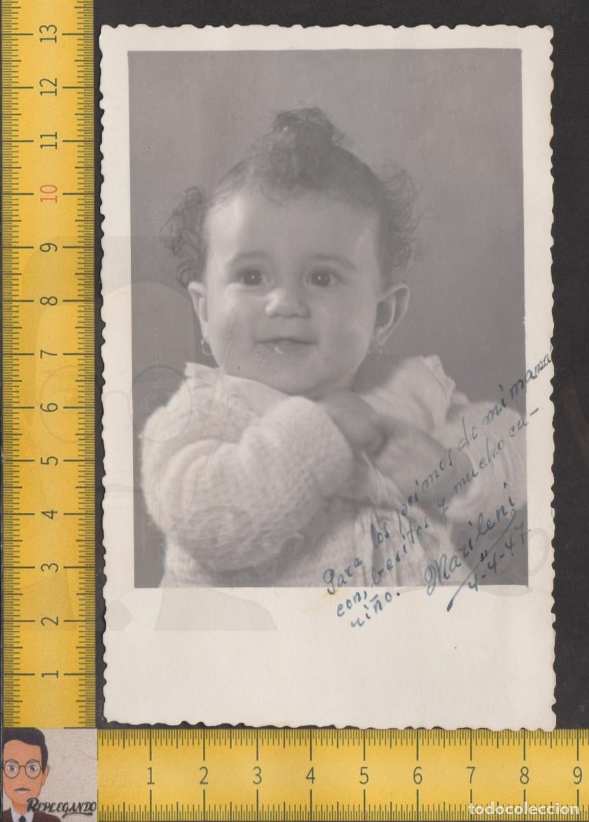 Fotografia antica: RETRATO SIMP&Aacute;TICA NI&Ntilde;A BEB&Eacute; SONRIENDO - FOTO ANTIGUA ESTUDIO A&Ntilde;O 1947 - INFANCIA ESPA&Ntilde;A TETU&Aacute;N