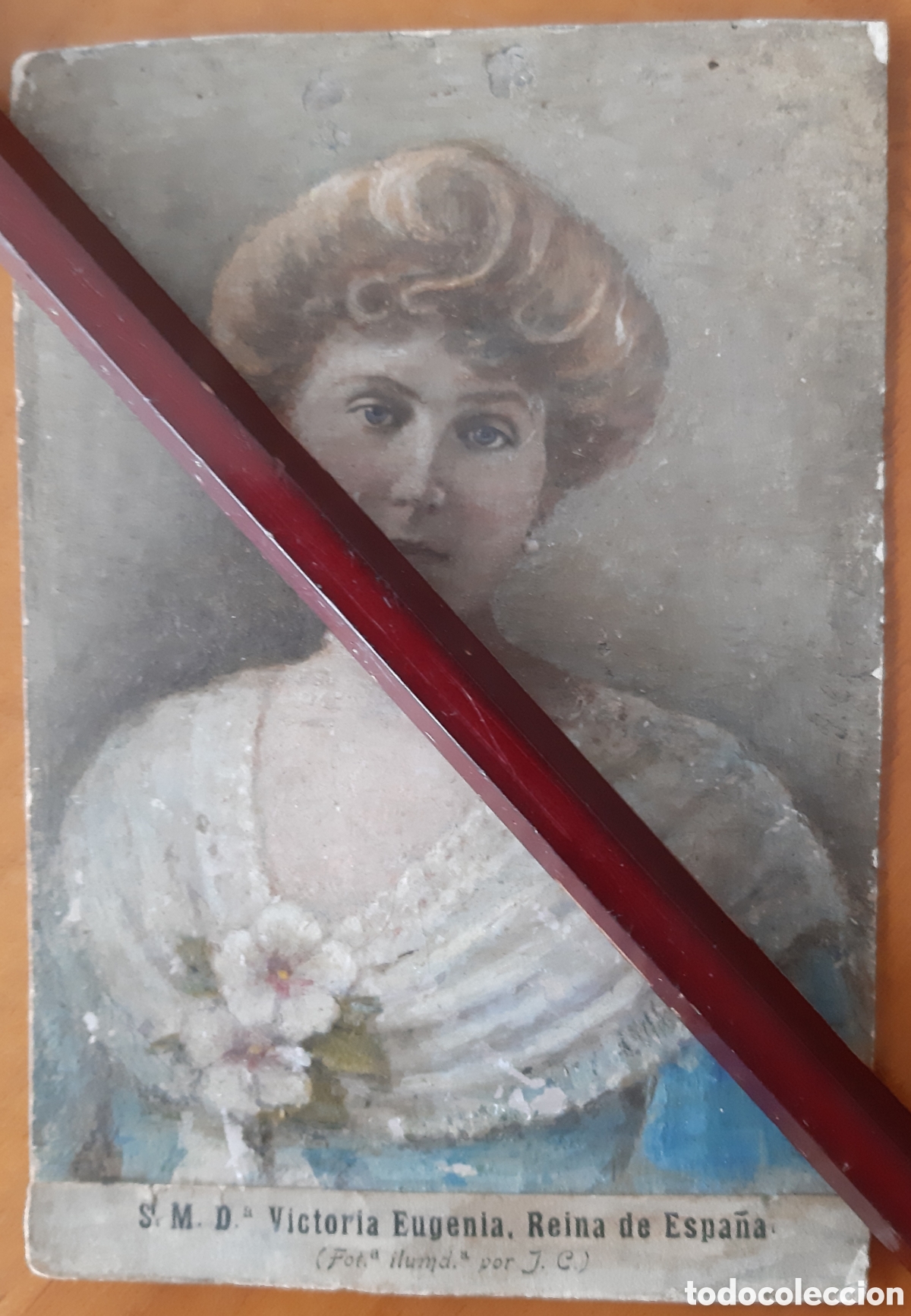 Fotograf&iacute;a antigua: Fotograf&iacute;a original iluminada Reina Victoria Eugenia de Battenberg esposa Alfonso XIII.