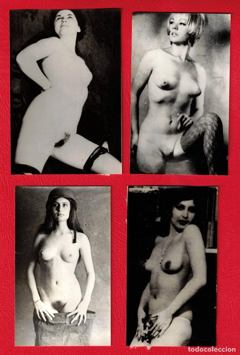 Fotograf&iacute;a antigua: Lote de 4 fotografias originales VINTAGE - Tema de desnudo artistico femenino - A&ntilde;os 50 o 60
