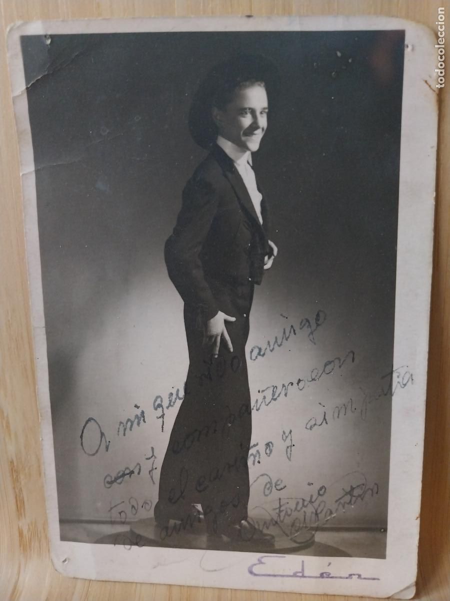 Fotografia antiga: FOTOGRAFIA AUTOGRAFO CANTANTE FLAMENCO ANTONIO FOTO PARTICULAR 12X8.3CMS