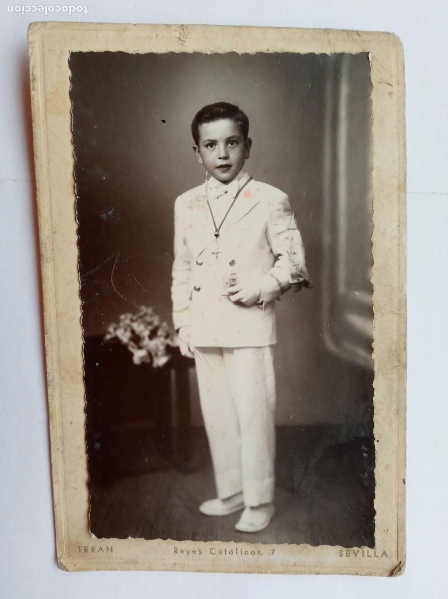 Fotograf&iacute;a antigua: PRECIOSA FOTO DE ESTUDIO DE NI&Ntilde;O DE PRIMERA COMUNION. DE TERAN , SEVILLA