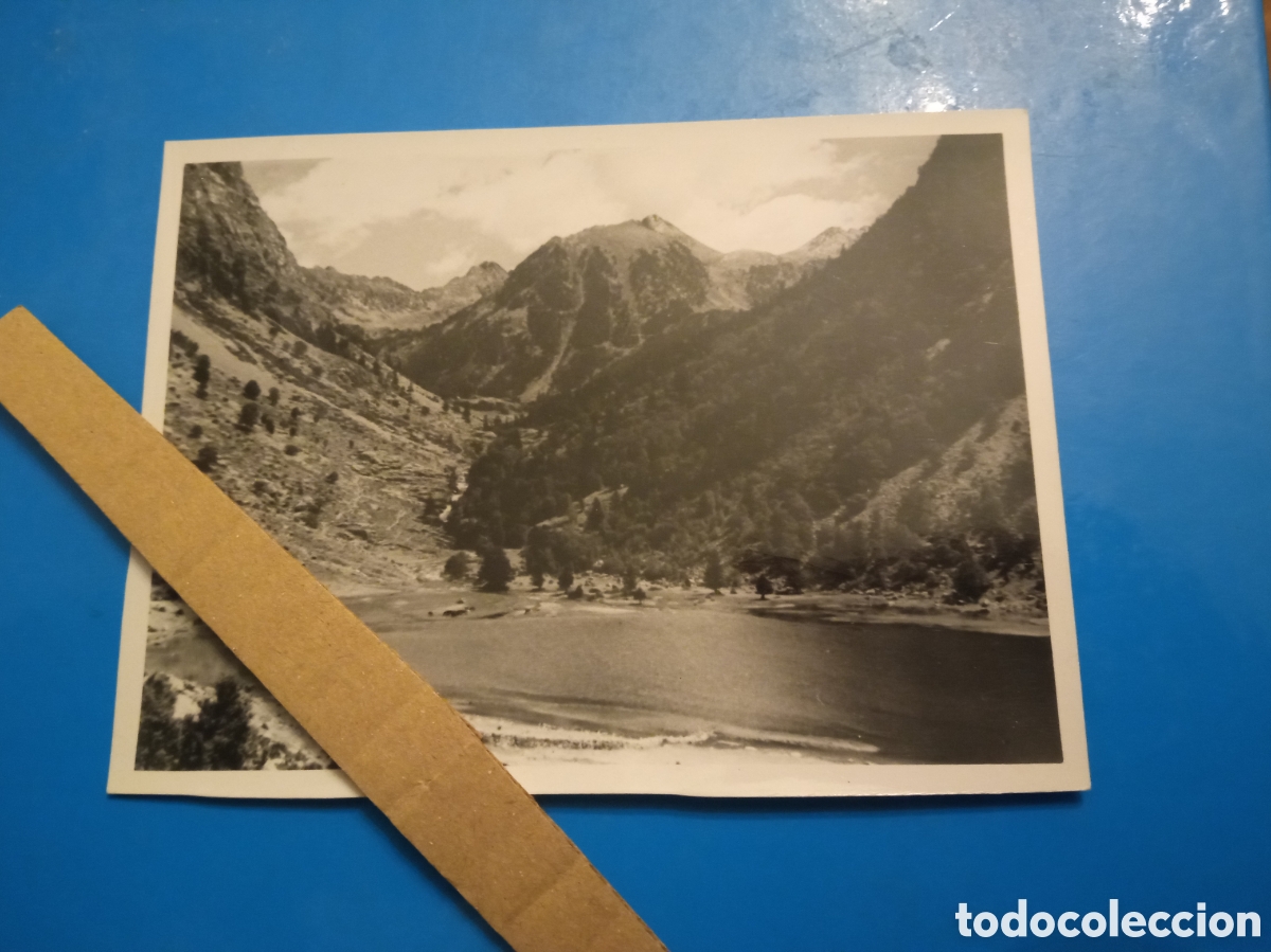 Fotograf&iacute;a antigua: Antigua fotograf&iacute;a, Lago Llebreta y cascada Santa Sprit,(L&eacute;rida) mide11,5x8,6cm