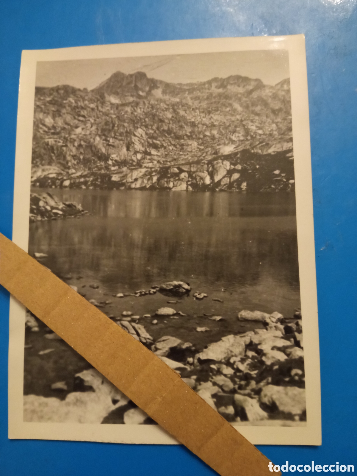 Fotograf&iacute;a antigua: Antigua fotograf&iacute;a Lago Travesany mirando hacia el Montarto, mide 12x9 cm