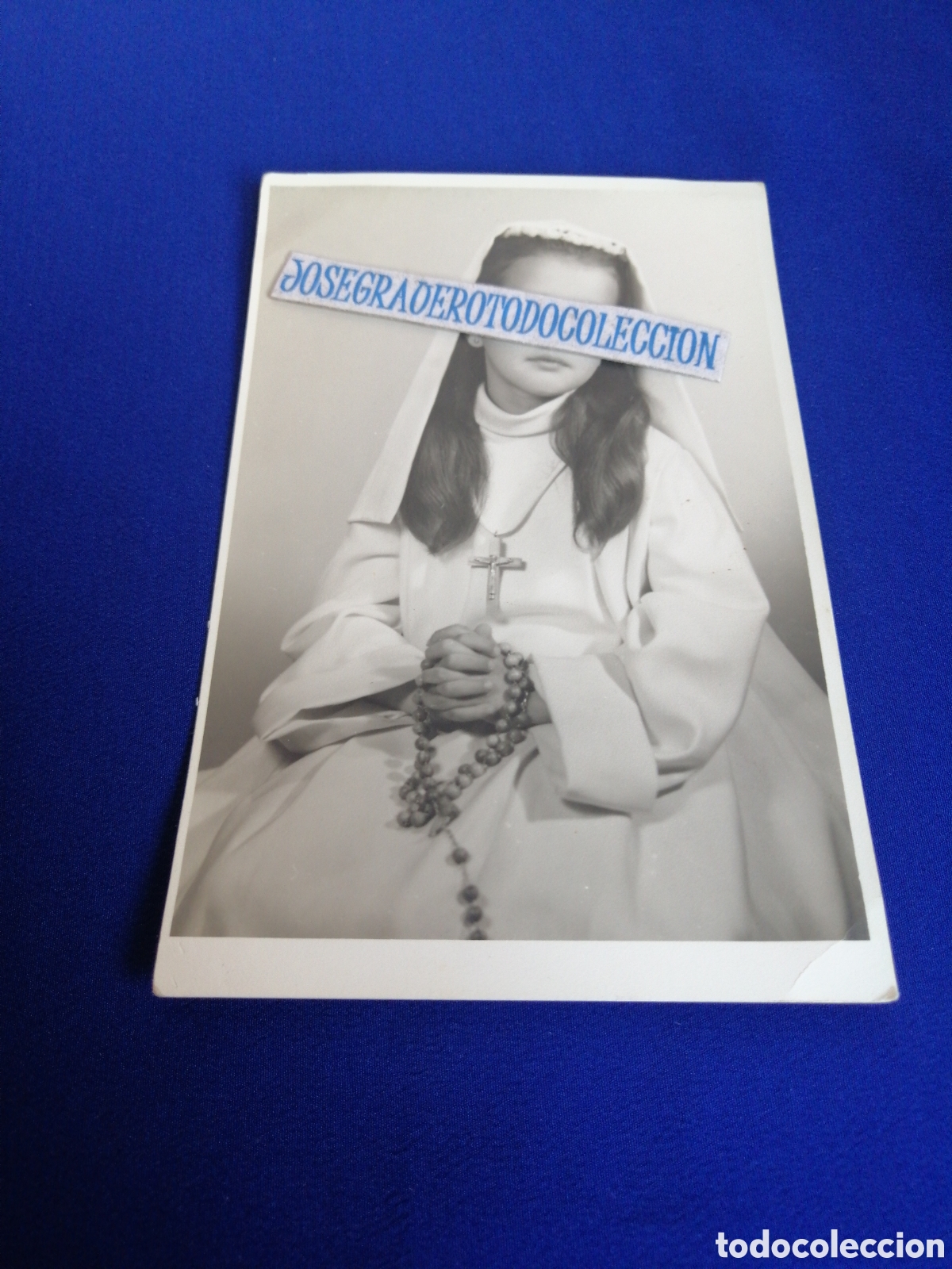 Fotografia antica: COMUNI&Oacute;N NI&Ntilde;A MODELO FOTOGRAF&Iacute;A ANTIGUA SIGLO PASADO SELLO FOTOGR&Aacute;FICO FOTOS ALFONSO VALENCIA