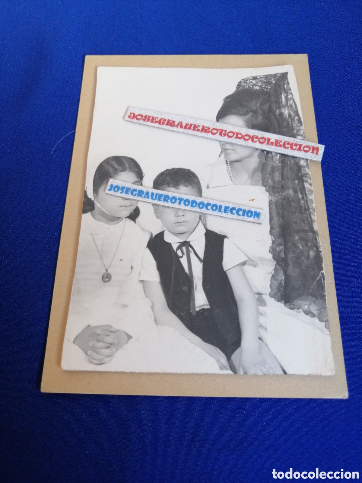 Fotografia antica: COMUNI&Oacute;N NI&Ntilde;OS MODELOS TEJA MANTILLA FOTOGRAF&Iacute;A ANTIGUA SIGLO PASADO