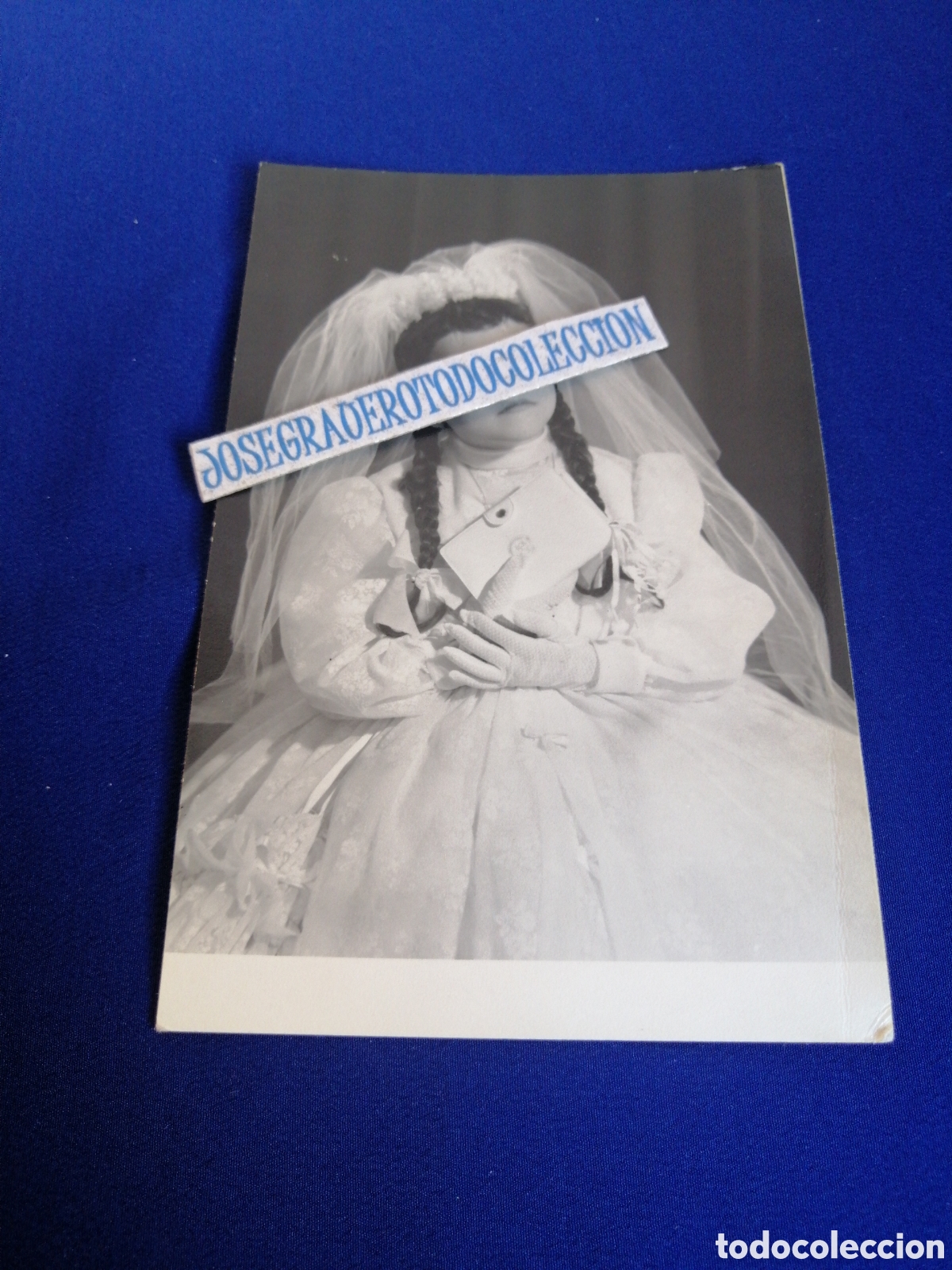Fotografia antica: COMUNI&Oacute;N NI&Ntilde;A MODELO POSANDO FOTOGRAF&Iacute;A SELLO REPORTAGES GR&Aacute;FICOS GADEA (MANISES) VALENCIA