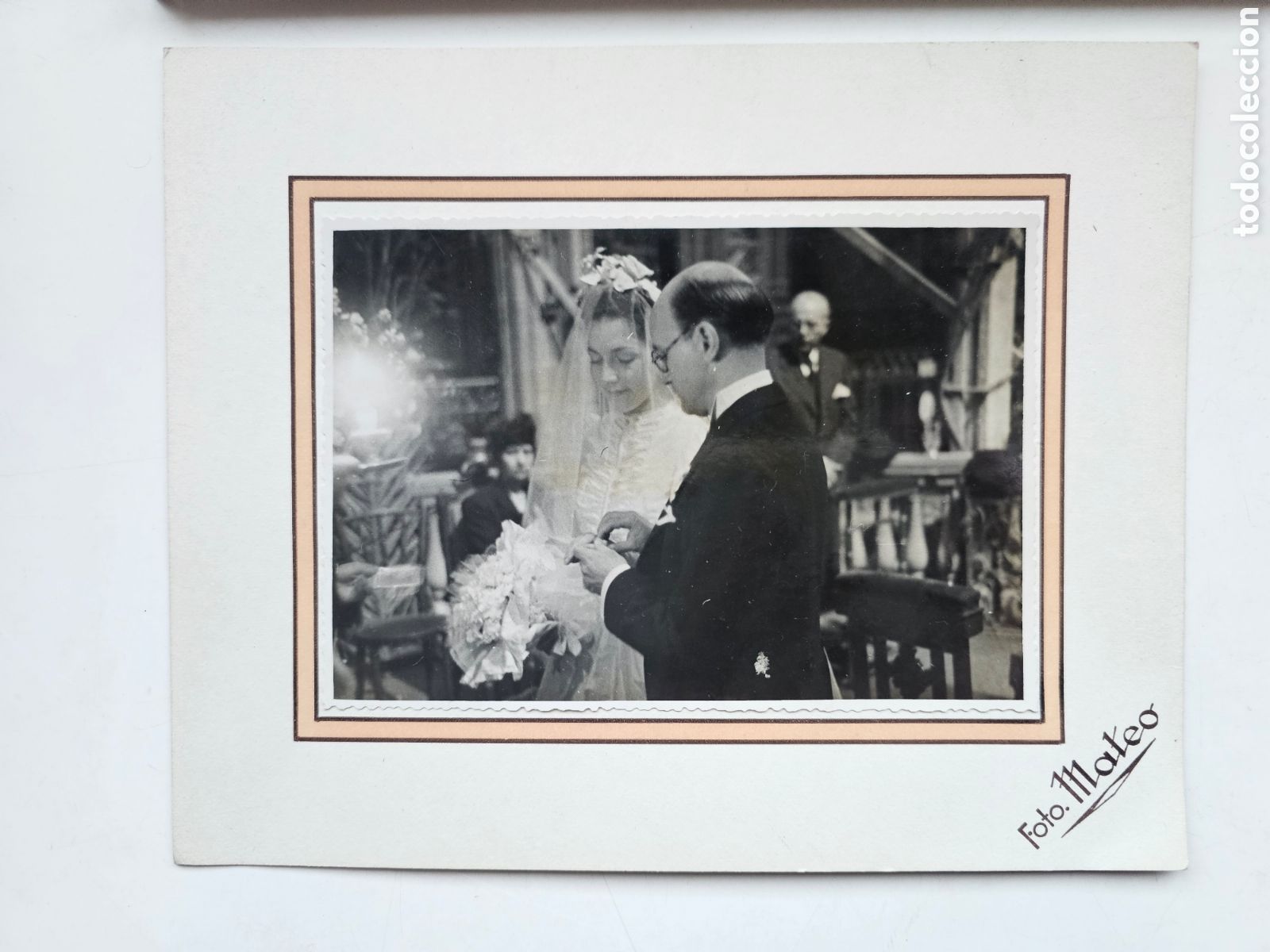 Fotografia antica: Fotograf&iacute;a grande de boda, Barcelona 1942, estudio Mateo