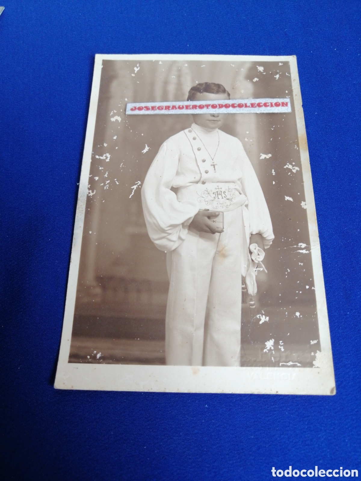 Photographie ancienne: COMUNI&Oacute;N NI&Ntilde;O MODELO SELLO FOTOGR&Aacute;FICO A. FORRI (VALENCIA)