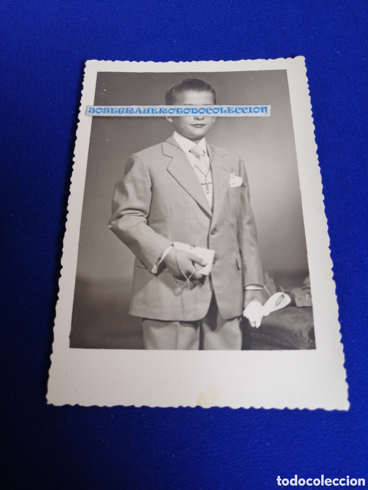 Photographie ancienne: COMUNI&Oacute;N NI&Ntilde;O MODELO FOTOGRAF&Iacute;A ANTIGUA SIGLO PASADO SELLO FOTOGR&Aacute;FICO VALENCIA