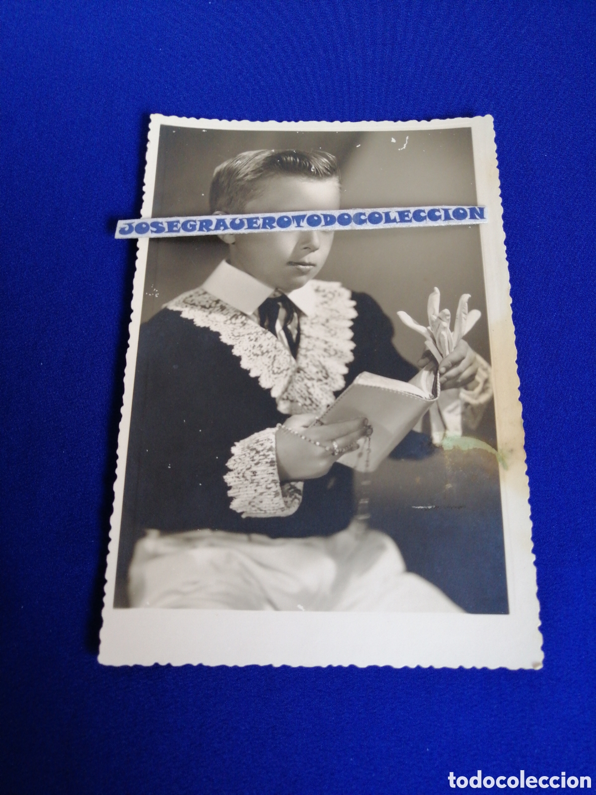 Alte Fotografie: COMUNI&Oacute;N NI&Ntilde;O MODELO FOTOGRAF&Iacute;A ANTIGUA SIGLO PASADO SELLO FOTOGR&Aacute;FICO CALVO (VALENCIA)