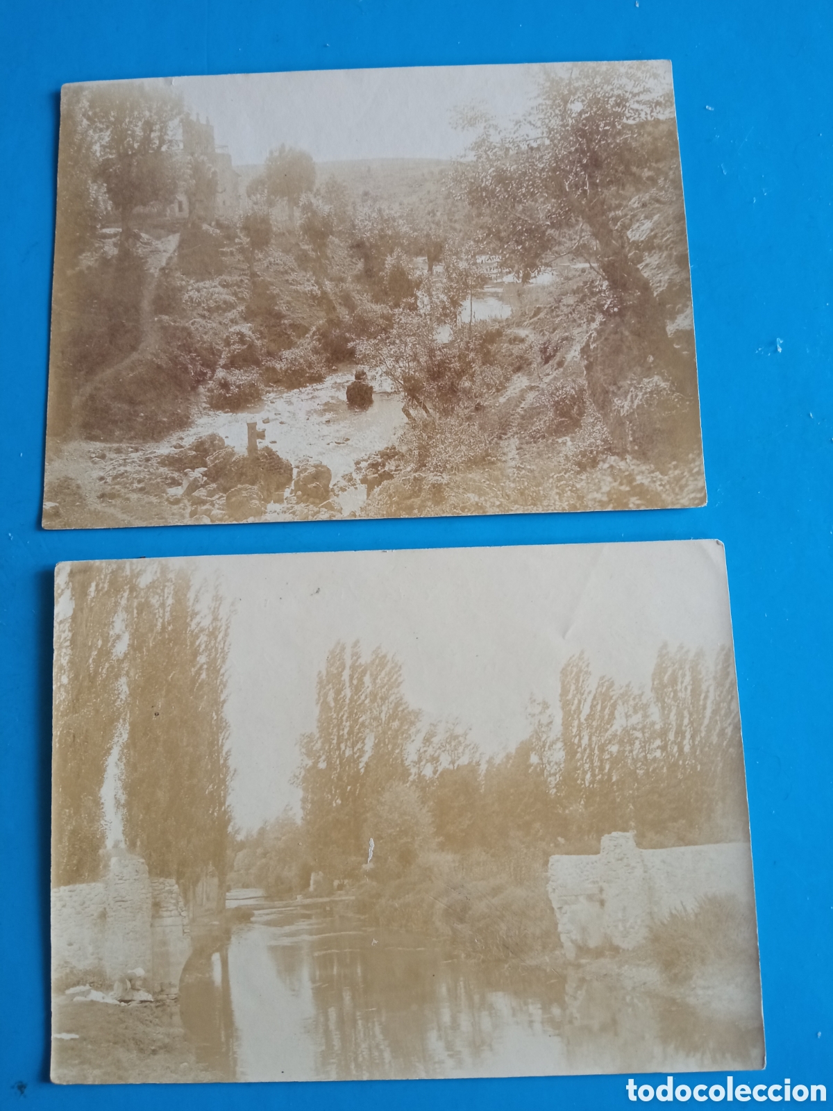 Photographie ancienne: Dos antiguas fotograf&iacute;as, Rincones monta&ntilde;&eacute;s es, Nacimiento y Riberas del Ebro, miden 11x8,1cm