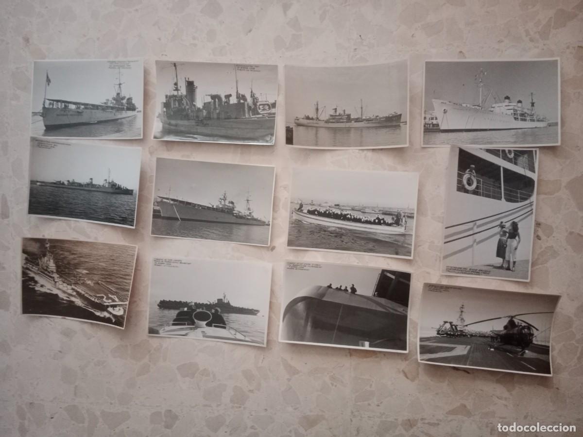 Fotografia antiga: LOTE 12 FOTOS USA US NAVY EN EL PUERTO DE VALENCIA 1952 - DIFERENTES BUQUES DE GUERRA Y PORTAAVIONES