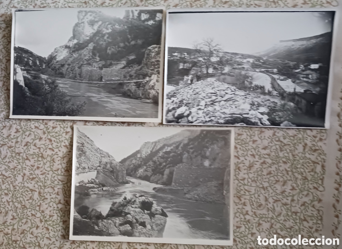 Fotograf&iacute;a antigua: 3 fotos contruccion de puentes, para trenes. Regi&oacute;n Burgos. a&ntilde;os 1925-30, 13 x 18 cm. Vell I Bell.