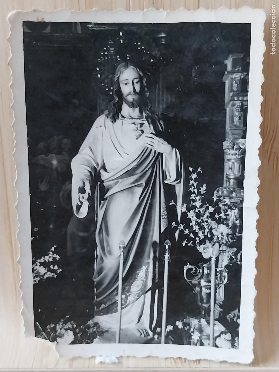 Fotograf&iacute;a antigua: SAGRADO CORAZON DE JESUS FOTOGRAFIA ANTIGUA FOTO PARTICULAR A&Ntilde;OS 50 7.8X5.3CMS ORIGINAL CREO AVILA