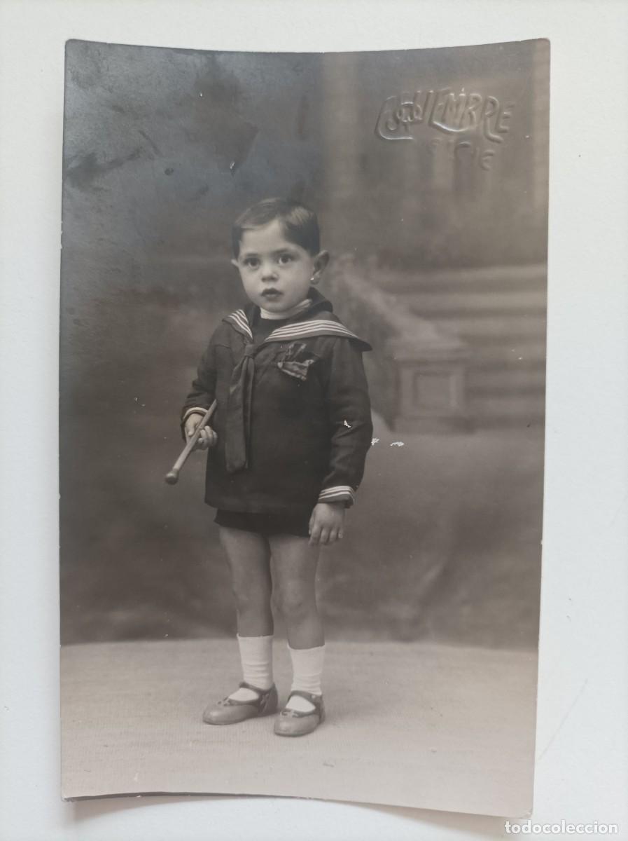 Fotograf&iacute;a antigua: FOTOPOSTAL. Ni&ntilde;o vestido de marinero. Fotografo. ESQUEMBRE. ELCHE pp. S. XX