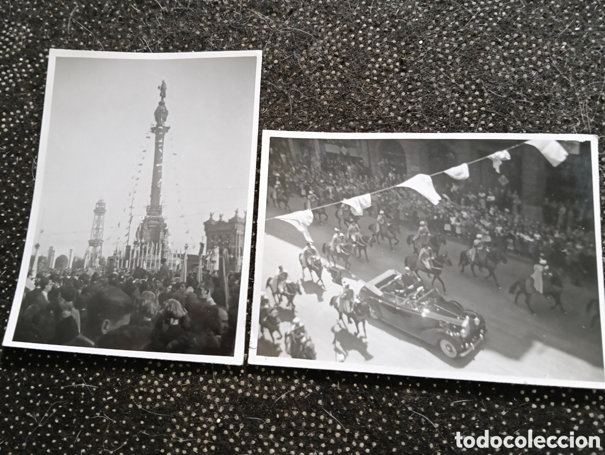Fotograf&iacute;a antigua: Fotograf&iacute;a de la entrada triunfal del Cardenal Legado del Papa junto a Francisco Franco en Barcelona