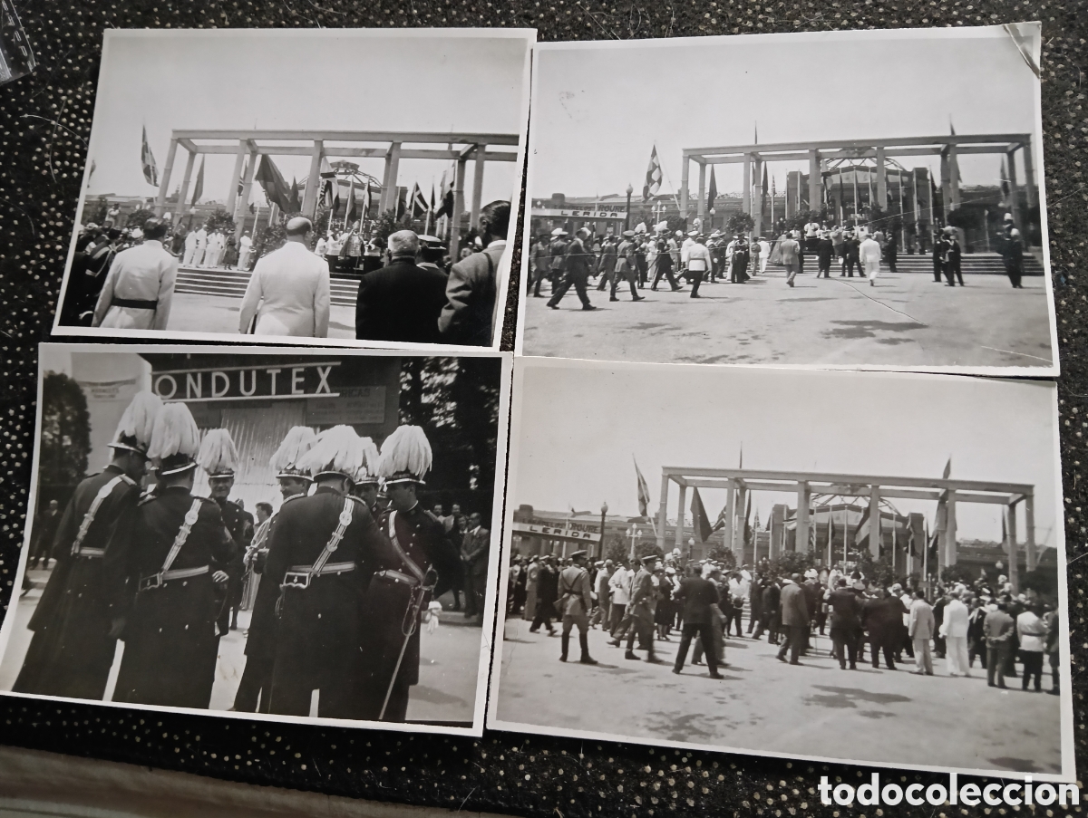 Fotograf&iacute;a antigua: Acto de la bendici&oacute;n de la Exposici&oacute;n por el se&ntilde;or Obispo con asistencia de Franco y Se&ntilde;ora 10 de Ju