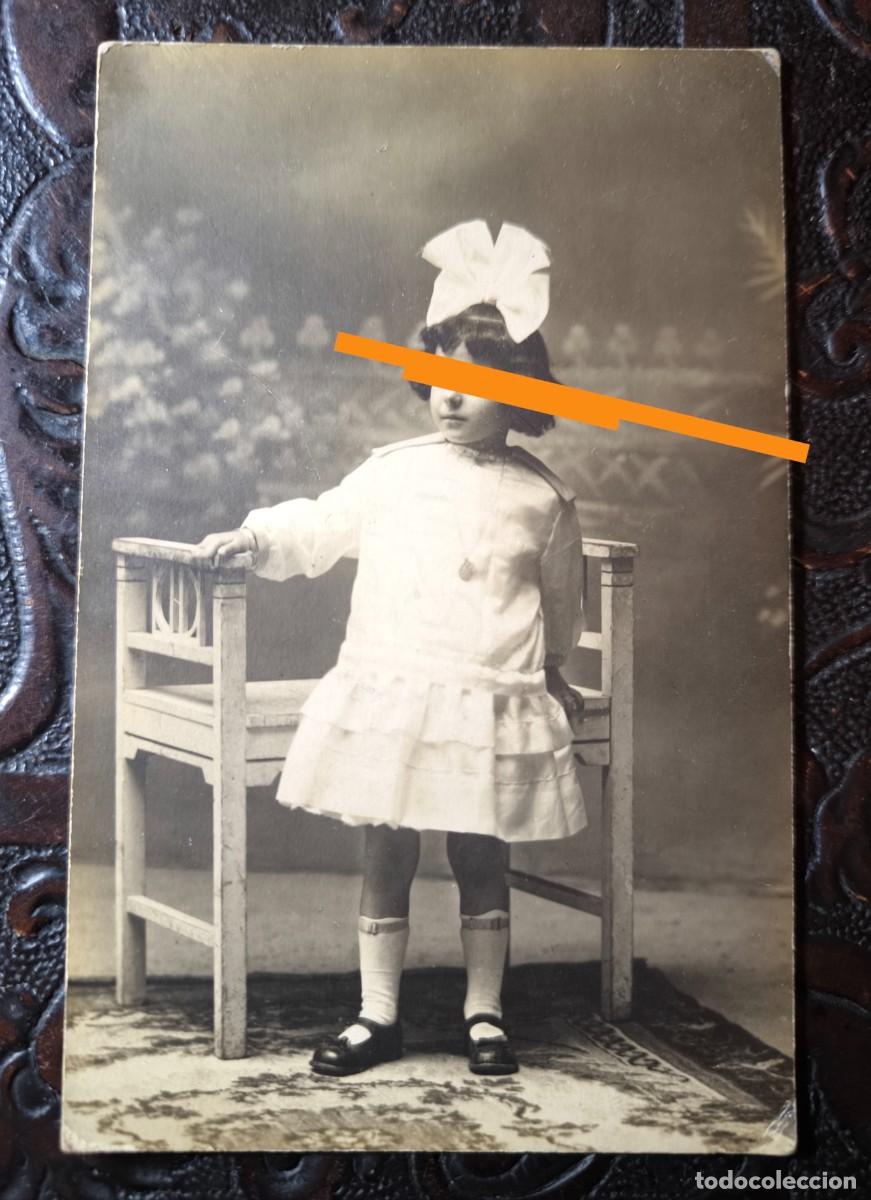 Fotograf&iacute;a antigua: Antigua fotograf&iacute;a postal. Retrato infantil. Fot&oacute;grafo, puerta del Sol 11 y 12. Madrid