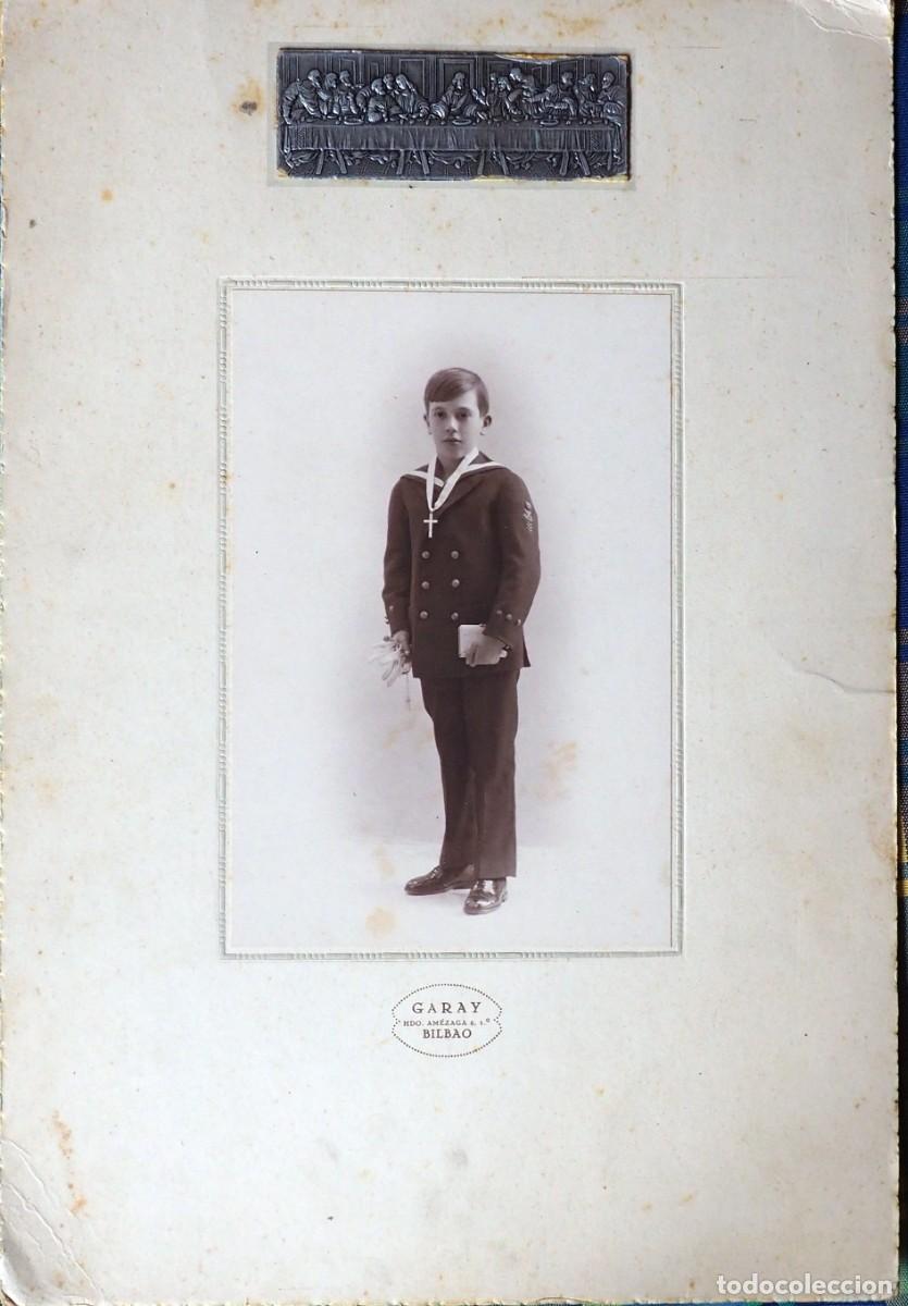 Fotograf&iacute;a antigua: ANTIGUA FOTOGRAF&Iacute;A DE NI&Ntilde;O EN SU PRIMERA COMUNI&Oacute;N. FOTOGRAFO. GARAY. BILBAO