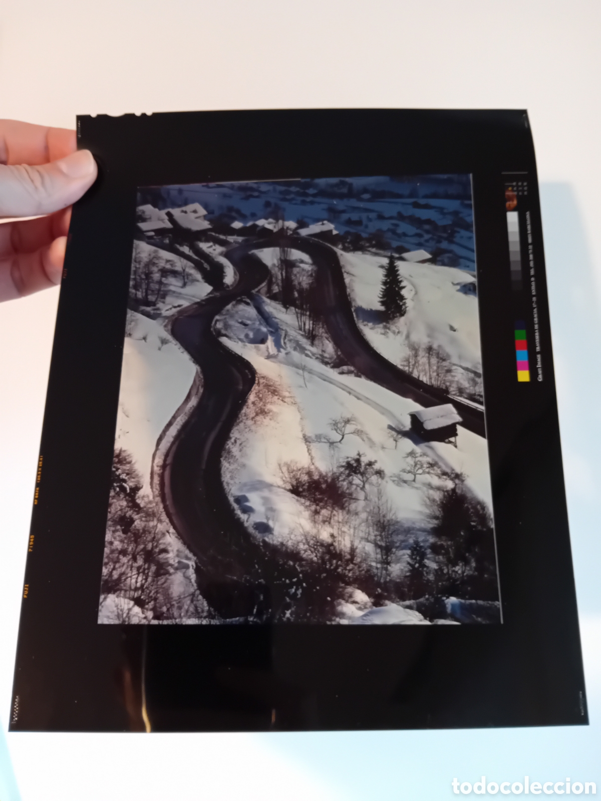 Fotograf&iacute;a antigua: IMPRESIONANTE DIAPO PLACA GRAN FORMATO FOTOGRAF&Iacute;A PROFESIONAL PUBLICITARIA PAISAJE CURVAS NIEVE 1994