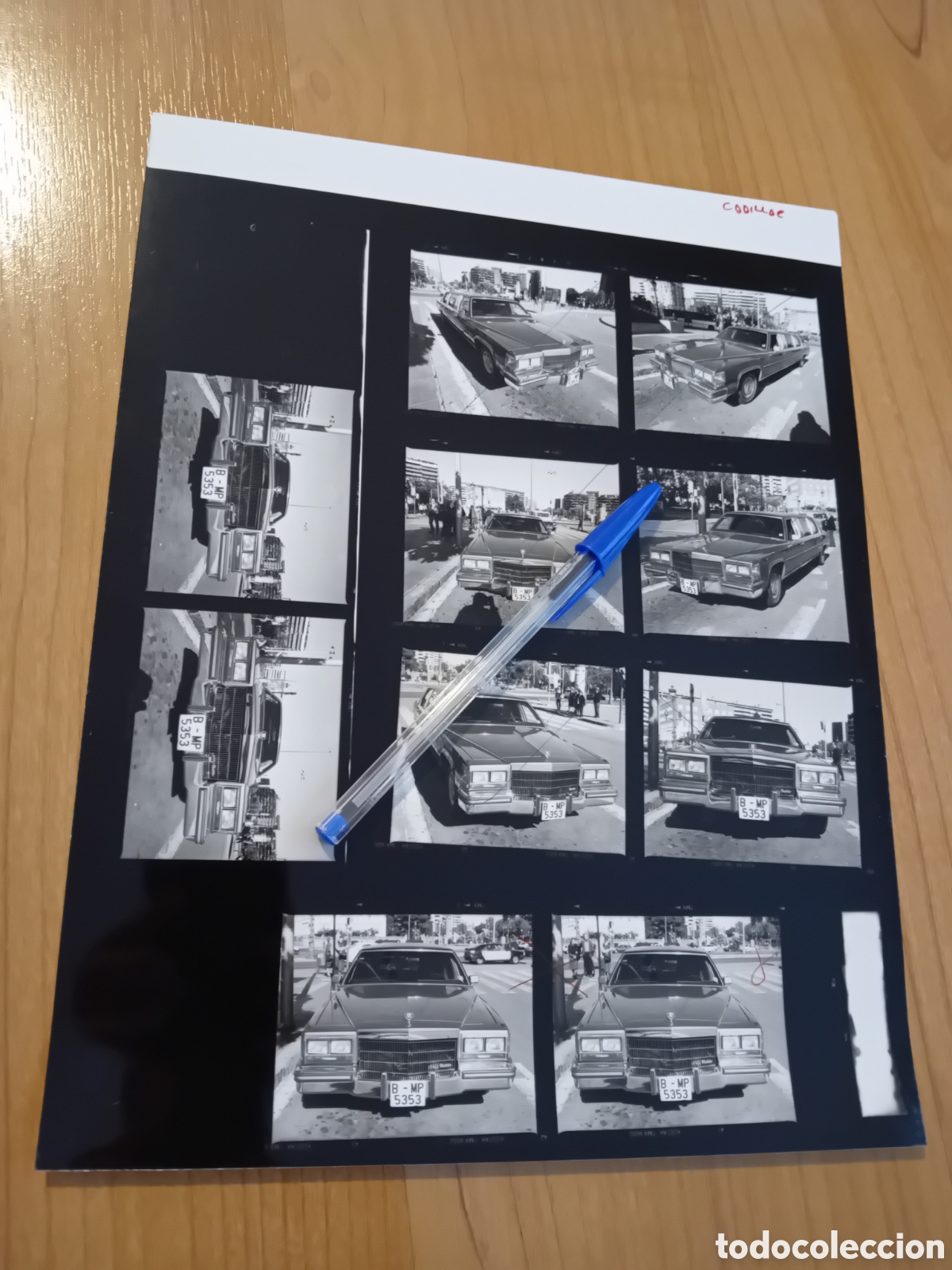 Fotograf&iacute;a antigua: HOJA DE CONTACTOS ESPECTACULAR COCHE CADILLAC EN BARCELONA. FOTOGRAF&Iacute;A PROFESIONAL. 1994