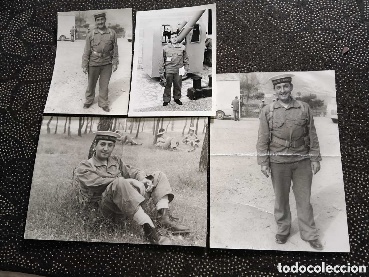Fotograf&iacute;a antigua: 4 fotograf&iacute;as de un soldado en el servicio militar en la armada de Cartagena d&eacute;cada de 1950