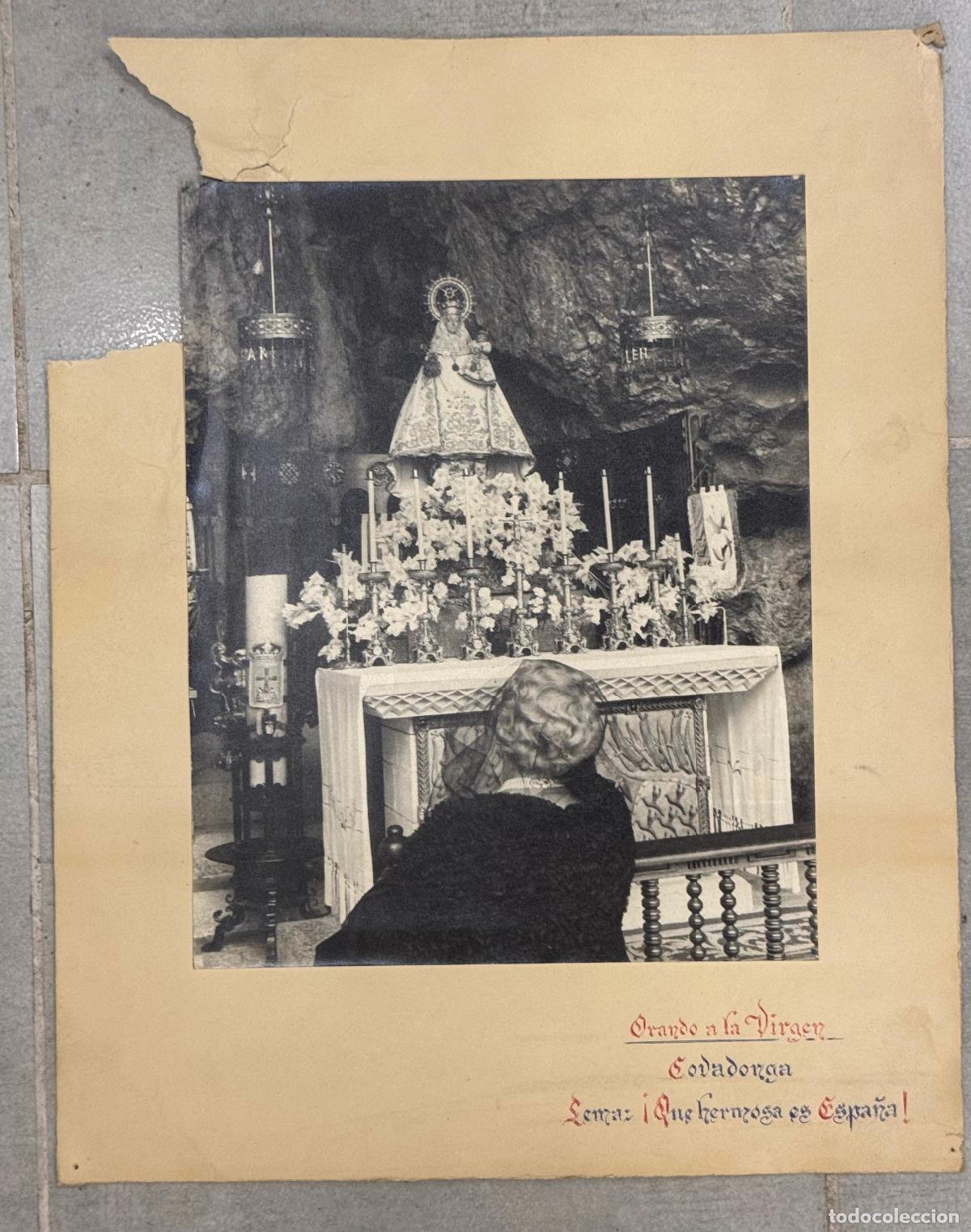 Fotograf&iacute;a antigua: COVADONGA - ORANDO A LA VIRGEN - FOTOGRAFIA ANTIGUA