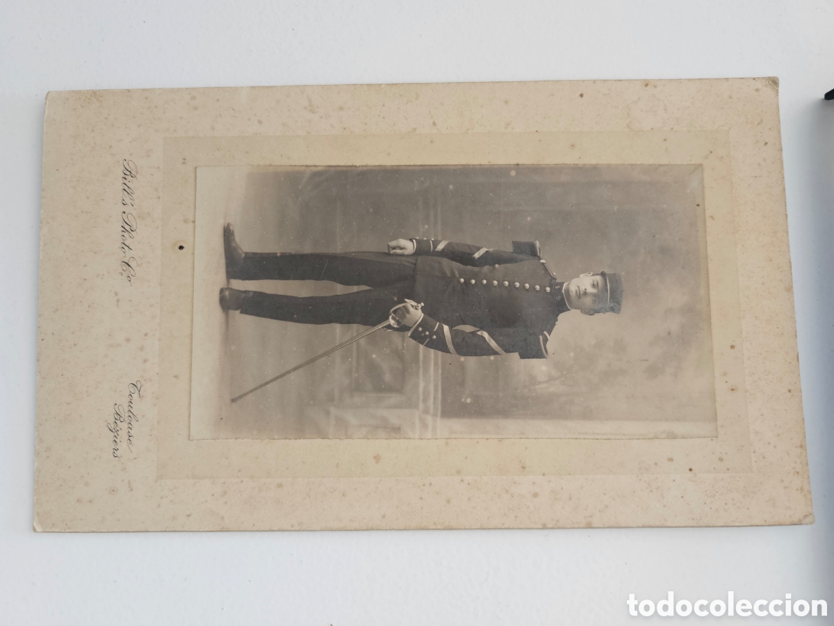 Fotograf&iacute;a antigua: Bonita fotograf&iacute;a de soldado franc&eacute;s Fot&oacute;grafo Bill's Toulouse Beziers Francia France 1890s 1910s