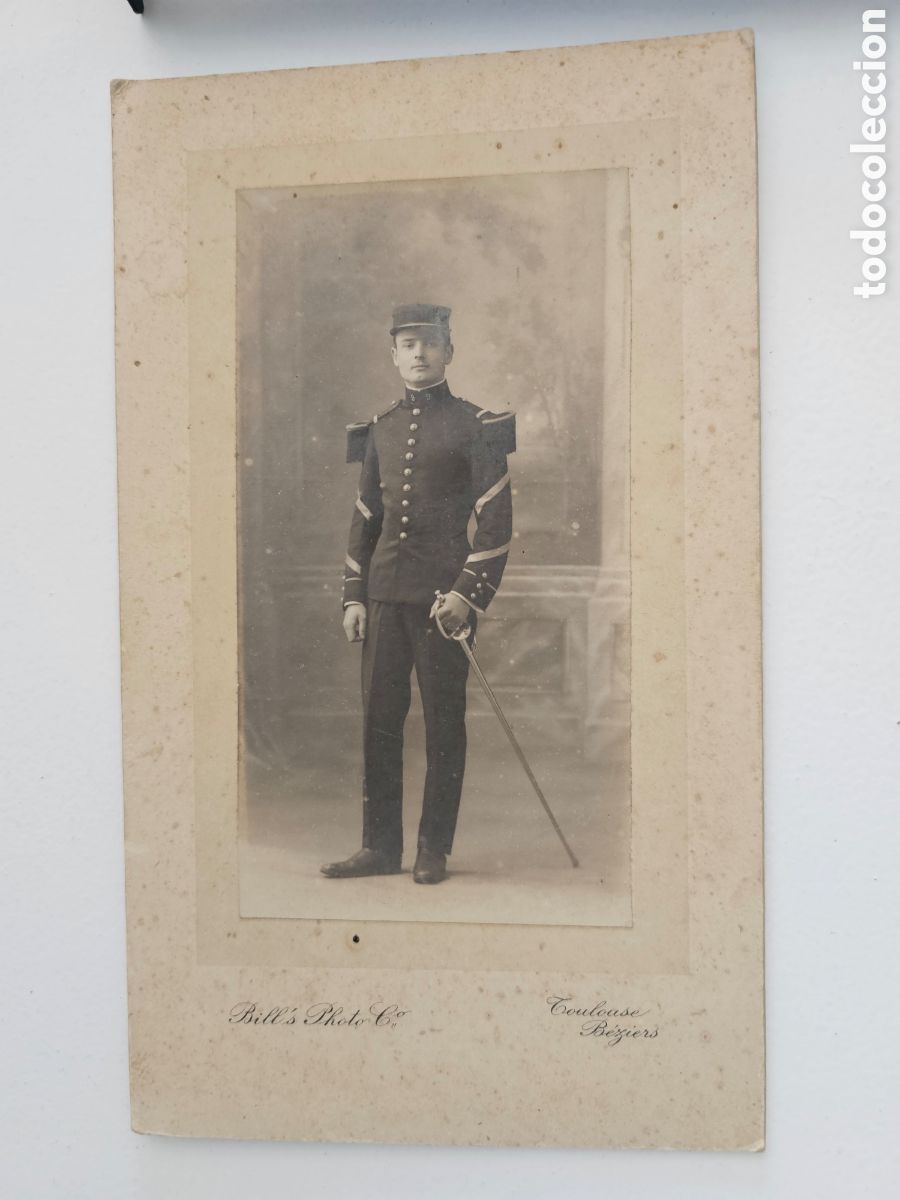 Fotograf&iacute;a antigua: Bonita fotograf&iacute;a de soldado franc&eacute;s Fot&oacute;grafo Bill's Toulouse Beziers Francia France 1890s 1910s