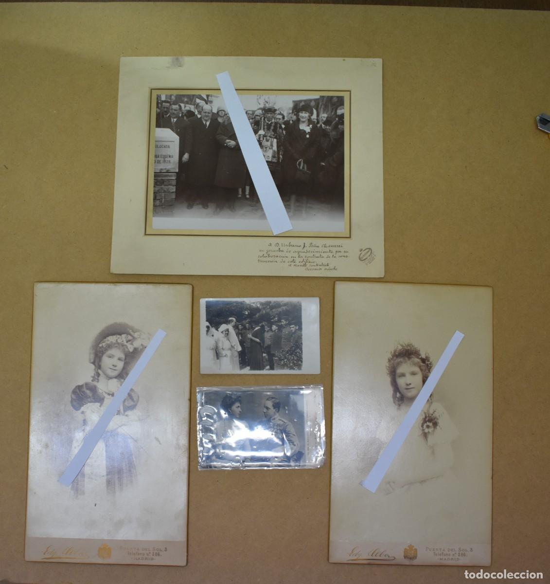 Fotograf&iacute;a antigua: Lote fotos y una postal sobre la Reina Victoria Eugenia.